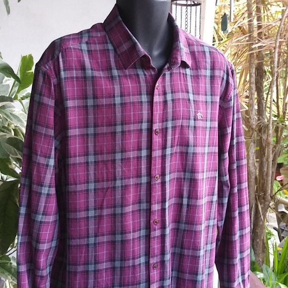 Penguin Plaid Wine Classic Fit Shirt Sz XL - Picture 2 of 9